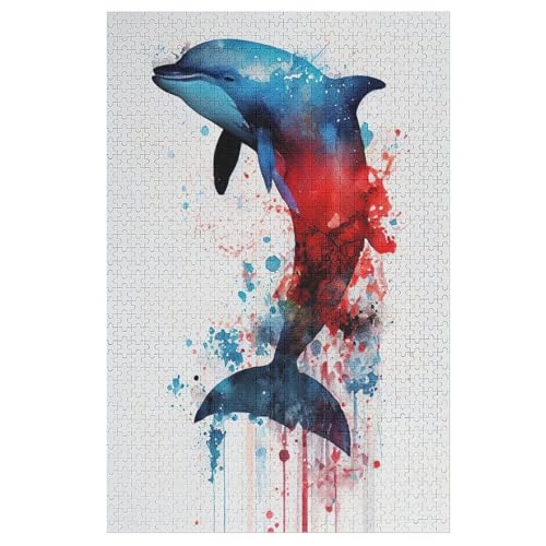 Holzpuzzle Delfin Puzzle 1000 Teile Erwachsene Klassische Pädagogisches Spielzeug Kinder Lernspiel Herausforderndes Puzzles 78×53cm von LTTTT