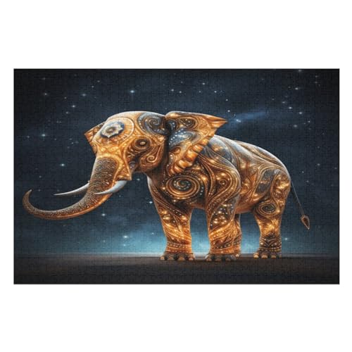 Holzpuzzle Elefant Puzzle 1000 Teile Erwachsene Klassische Pädagogisches Spielzeug Kinder Lernspiel Herausforderndes Puzzles （75×50cm） von LTTTT