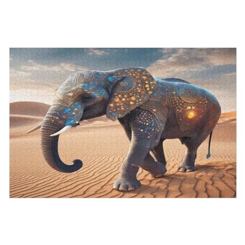 Holzpuzzle Elefant Puzzle 1000 Teile Erwachsene Klassische Pädagogisches Spielzeug Kinder Lernspiel Herausforderndes Puzzles （75×50cm） von LTTTT