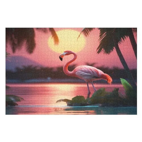 Holzpuzzle Flamingo Puzzle 1000 Teile Erwachsene Klassische Pädagogisches Spielzeug Kinder Lernspiel Herausforderndes Puzzles （75×50cm） von LTTTT