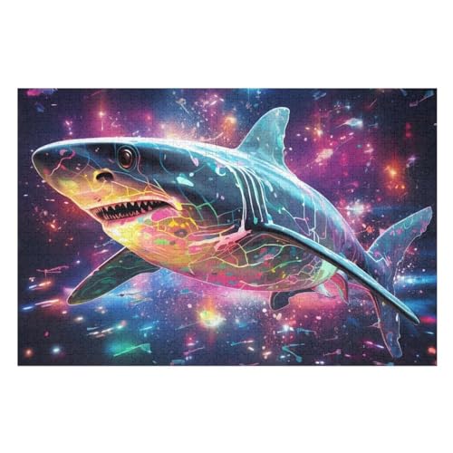 Holzpuzzle Hai Puzzle 1000 Teile Erwachsene Klassische Pädagogisches Spielzeug Kinder Lernspiel Herausforderndes Puzzles （75×50cm） von LTTTT