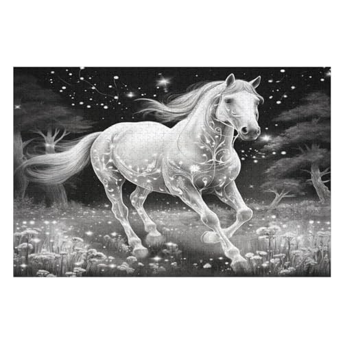 Holzpuzzle Horse Puzzle 1000 Teile Erwachsene Klassische Pädagogisches Spielzeug Kinder Lernspiel Herausforderndes Puzzles （75×50cm） von LTTTT
