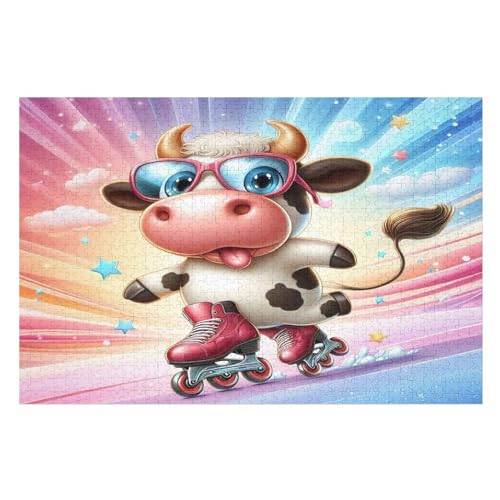 Holzpuzzle Kuh Puzzle 1000 Teile Erwachsene Klassische Pädagogisches Spielzeug Kinder Lernspiel Herausforderndes Puzzles （75×50cm） von LTTTT