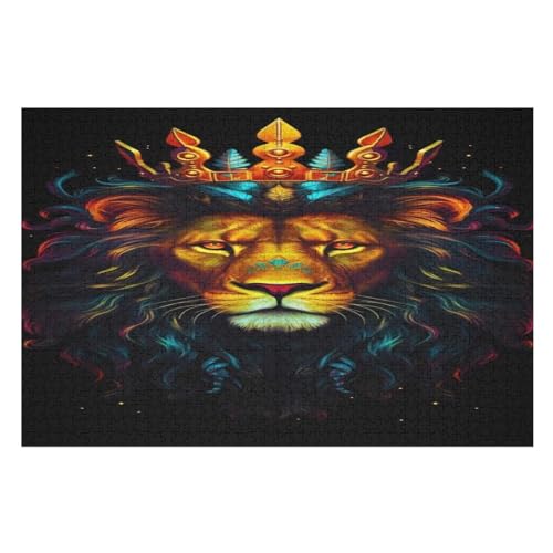 Holzpuzzle Löwe Puzzle 1000 Teile Erwachsene Klassische Pädagogisches Spielzeug Kinder Lernspiel Herausforderndes Puzzles （75×50cm） von LTTTT