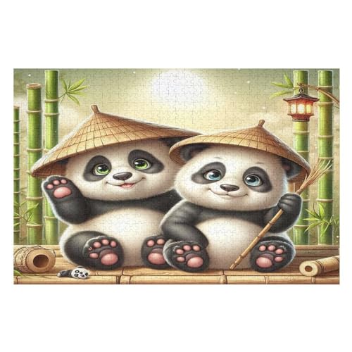 Holzpuzzle Panda Puzzle 1000 Teile Erwachsene Klassische Pädagogisches Spielzeug Kinder Lernspiel Herausforderndes Puzzles （75×50cm） von LTTTT