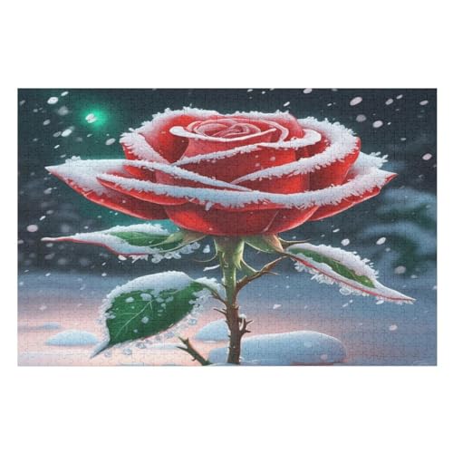 Holzpuzzle Rose Puzzle 1000 Teile Erwachsene Klassische Pädagogisches Spielzeug Kinder Lernspiel Herausforderndes Puzzles （75×50cm） von LTTTT