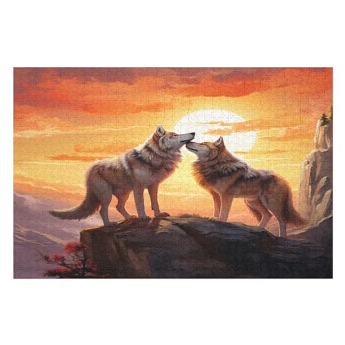 Holzpuzzle Wolf Puzzle 1000 Teile Erwachsene Klassische Pädagogisches Spielzeug Kinder Lernspiel Herausforderndes Puzzles （75×50cm） von LTTTT