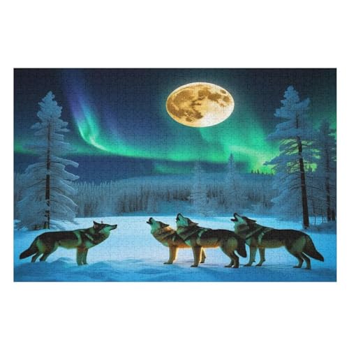 Holzpuzzle Wolf Puzzle 1000 Teile Erwachsene Klassische Pädagogisches Spielzeug Kinder Lernspiel Herausforderndes Puzzles （75×50cm） von LTTTT