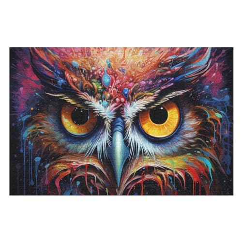 Holzpuzzles 1000 Teile Eule -Puzzle Für Jungen Und Mädchen, Schwierigkeitsgrad, Lernspiele, Familienspielzeug （75×50cm） von LTTTT