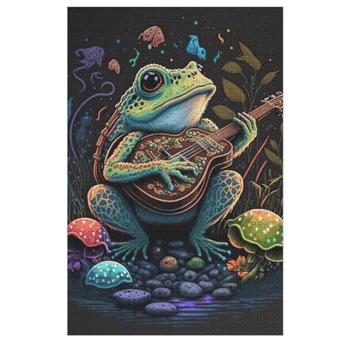 Holzpuzzles 1000 Teile Frosch Playing Guitar -Puzzle Für Jungen Und Mädchen, Schwierigkeitsgrad, Lernspiele, Familienspielzeug 78×53cm Holzpuzzles 1000 Teile Frosch Playing Guitar -Puzzle Für Jungen Und Mädchen, Schwierigkeitsgrad, Lernspiele, Familienspielzeug 78×53cm von LTTTT