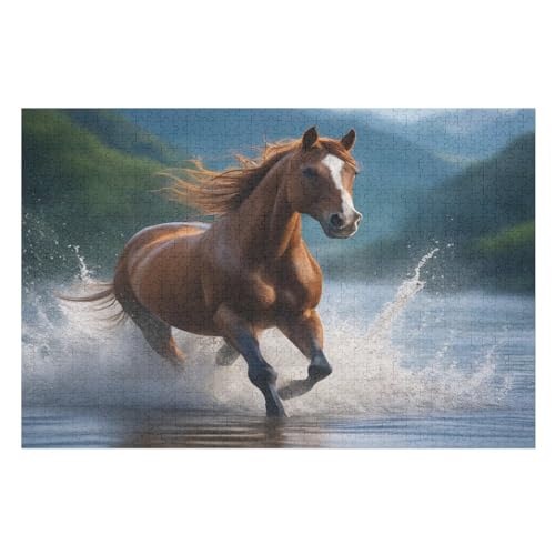 Holzpuzzles 1000 Teile Horse -Puzzle Für Jungen Und Mädchen, Schwierigkeitsgrad, Lernspiele, Familienspielzeug （75×50cm） von LTTTT