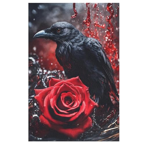 Holzpuzzles 1000 Teile Krähe -Puzzle Für Jungen Und Mädchen, Schwierigkeitsgrad, Lernspiele, Familienspielzeug 78×53cm von LTTTT