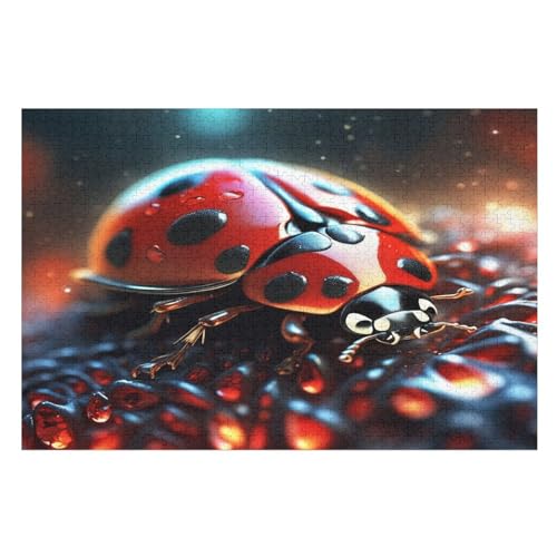 Holzpuzzles 1000 Teile Marienkäfer -Puzzle Für Jungen Und Mädchen, Schwierigkeitsgrad, Lernspiele, Familienspielzeug （75×50cm） von LTTTT