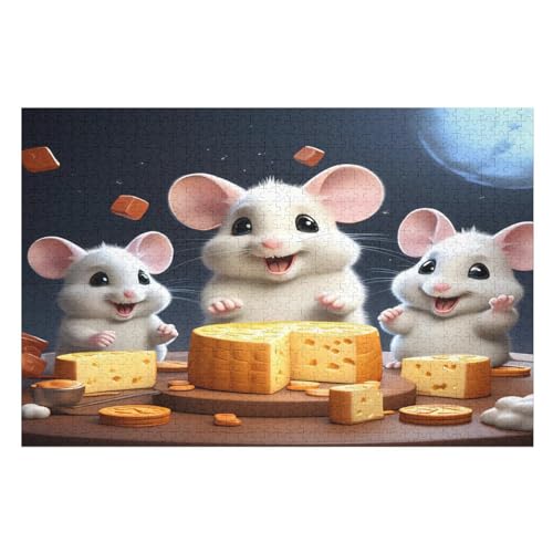 Holzpuzzles 1000 Teile Maus -Puzzle Für Jungen Und Mädchen, Schwierigkeitsgrad, Lernspiele, Familienspielzeug （75×50cm） von LTTTT