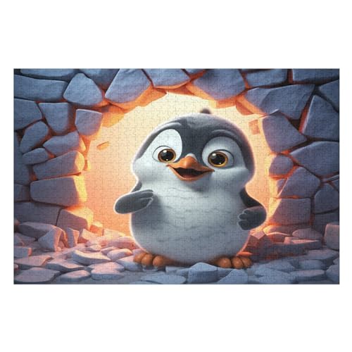Holzpuzzles 1000 Teile Pinguin -Puzzle Für Jungen Und Mädchen, Schwierigkeitsgrad, Lernspiele, Familienspielzeug （75×50cm） von LTTTT
