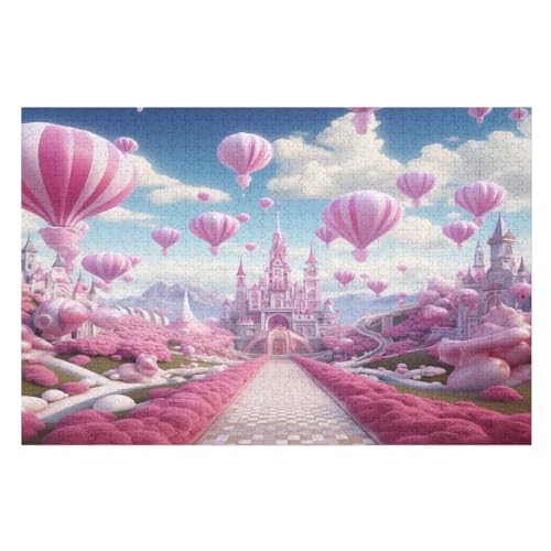 Holzpuzzles 1000 Teile Schloss -Puzzle Für Jungen Und Mädchen, Schwierigkeitsgrad, Lernspiele, Familienspielzeug （75×50cm） von LTTTT