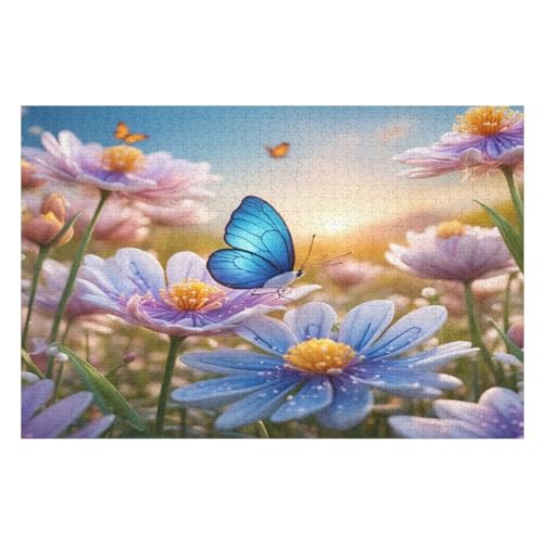Holzpuzzles 1000 Teile Schmetterling -Puzzle Für Jungen Und Mädchen, Schwierigkeitsgrad, Lernspiele, Familienspielzeug （75×50cm） von LTTTT
