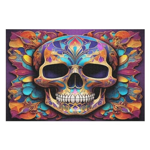 Holzpuzzles 1000 Teile Totenkopf -Puzzle Für Jungen Und Mädchen, Schwierigkeitsgrad, Lernspiele, Familienspielzeug （75×50cm） von LTTTT