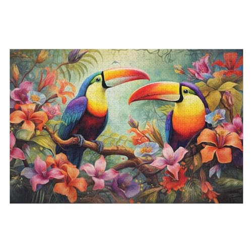 Holzpuzzles 1000 Teile Tukane -Puzzle Für Jungen Und Mädchen, Schwierigkeitsgrad, Lernspiele, Familienspielzeug （75×50cm） von LTTTT