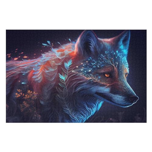 Holzpuzzles 1000 Teile Wolf -Puzzle Für Jungen Und Mädchen, Schwierigkeitsgrad, Lernspiele, Familienspielzeug （75×50cm） von LTTTT