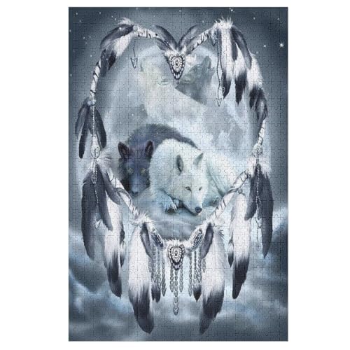 Holzpuzzles 1000 Teile Wolf -Puzzle Für Jungen Und Mädchen, Schwierigkeitsgrad, Lernspiele, Familienspielzeug 78×53cm von LTTTT