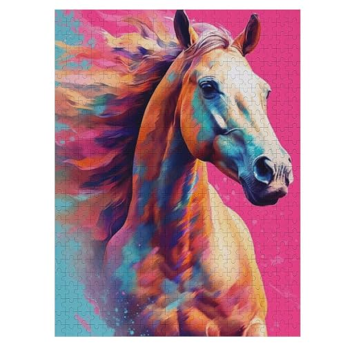 Horse 500 Teile Puzzle Für Erwachsene, Herausforderung Puzzles - Verringerter Druck Schwieriges Holzpuzzle Für Kinder 12+ 55×41cm von LTTTT