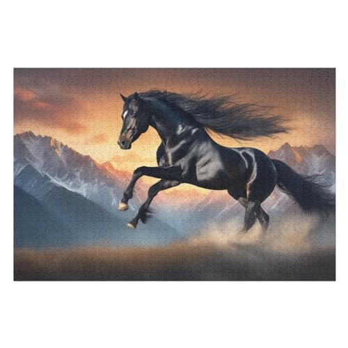 Horse Holzpuzzle 1000 Teile, Knobelspiele Für Erwachsene, Teenager, Puzzles Unmögliche - Kinder Puzzle Zimmer Deko （75×50cm） von LTTTT