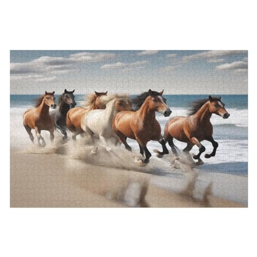 Horse Holzpuzzle 1000 Teile, Knobelspiele Für Erwachsene, Teenager, Puzzles Unmögliche - Kinder Puzzle Zimmer Deko （75×50cm） von LTTTT