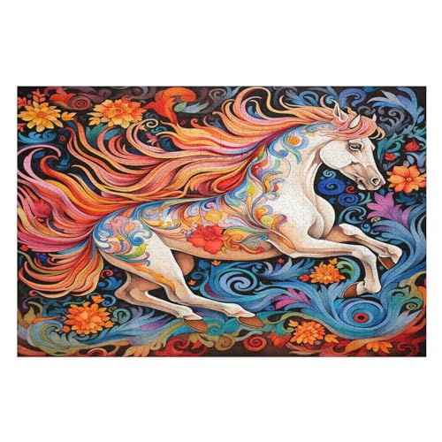 Horse Holzpuzzle 1000 Teile, Knobelspiele Für Erwachsene, Teenager, Puzzles Unmögliche - Kinder Puzzle Zimmer Deko （75×50cm） von LTTTT