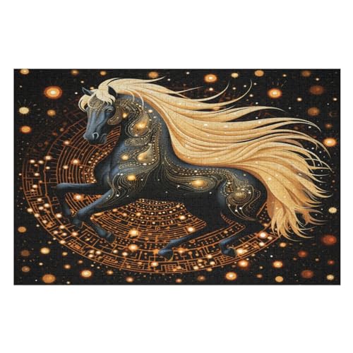 Horse Holzpuzzle - 1000 Teiliges Jigsaw Knobelspiel - Puzzle Für Erwachsene & Kinder - Outdoor & Reisespielzeug （75×50cm） von LTTTT