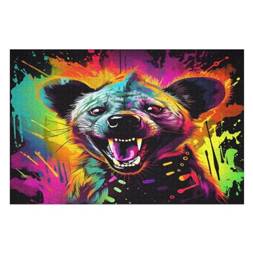 Hyäne Holzpuzzle - 1000 Teiliges Jigsaw Knobelspiel - Puzzle Für Erwachsene & Kinder - Outdoor & Reisespielzeug （75×50cm） von LTTTT
