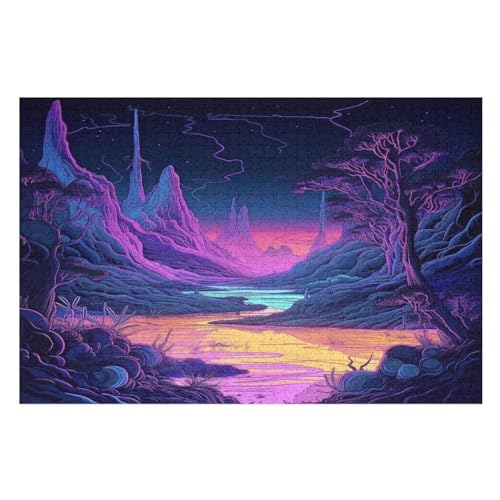 Jungle Landschaft Holzpuzzle 1000 Teile, Knobelspiele Für Erwachsene, Teenager, Puzzles Unmögliche - Kinder Puzzle Zimmer Deko （75×50cm） von LTTTT