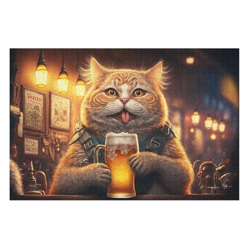 Katze Holzpuzzle Für Erwachsene Teenager Stress Abbauen Familien-Puzzlespiel Poster 1000-teiliges Puzzle Kinder Lernspiel （75×50cm） von LTTTT