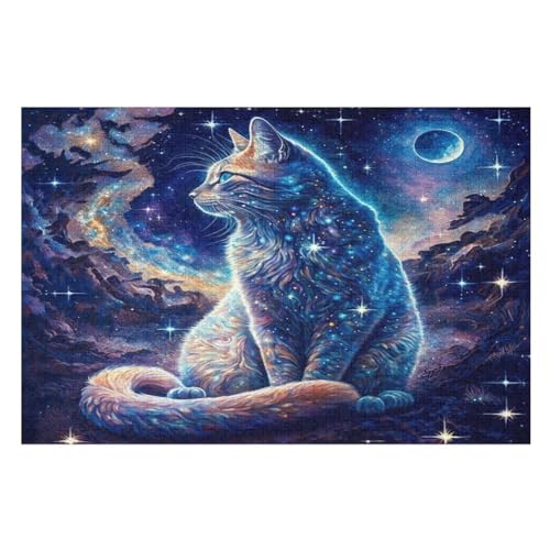 Katze Puzzles 1000 Teile Erwachsener Kniffel Spaß Für Die Ganze Familie, Holzpuzzle Kinder Erwachsene, Impossible Puzzle Schwer （75×50cm） von LTTTT