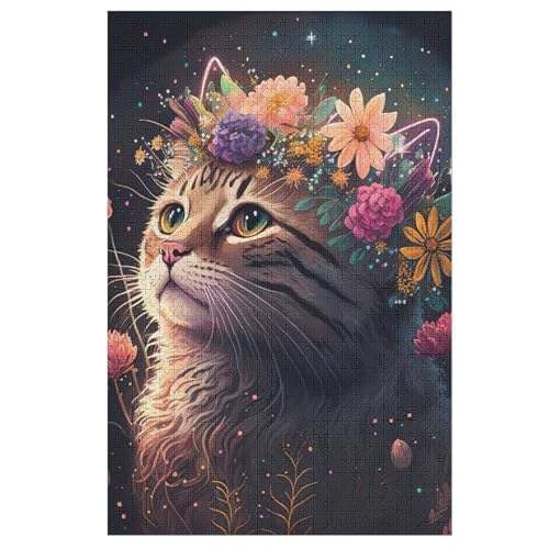 Katze Puzzles 1000 Teile Erwachsener Kniffel Spaß Für Die Ganze Familie, Holzpuzzle Kinder Erwachsene, Impossible Puzzle Schwer 78×53cm von LTTTT