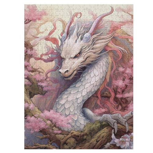 Kirsch-Japanischer Drache Holzpuzzle Erwachsene - 500 Teiliges Jigsaw Knobelspiel - Puzzle Für Erwachsene & Kinder - 55×41cm von LTTTT