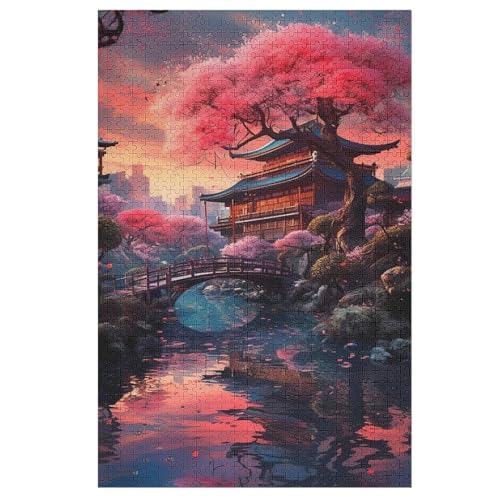 Kirschbaumkunst Japan Holzpuzzle Erwachsene - 1000 Teiliges Jigsaw Knobelspiel - Puzzle Für Erwachsene & Kinder - Outdoor & Reisespielzeug 78×53cm von LTTTT