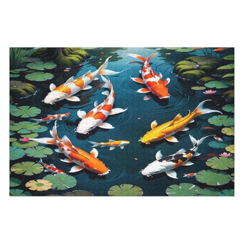 Koi Fisch Puzzles 1000 Teile Erwachsener Kniffel Spaß Für Die Ganze Familie, Holzpuzzle Kinder Erwachsene, Impossible Puzzle Schwer （75×50cm） von LTTTT