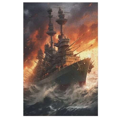 Kriegsschiff Holzpuzzle 1000 Teile Klassische Puzzles Erwachsene Kinder Puzzle DIY Kit Holzspielzeug Einzigartiges Geschenk 78×53cm von LTTTT