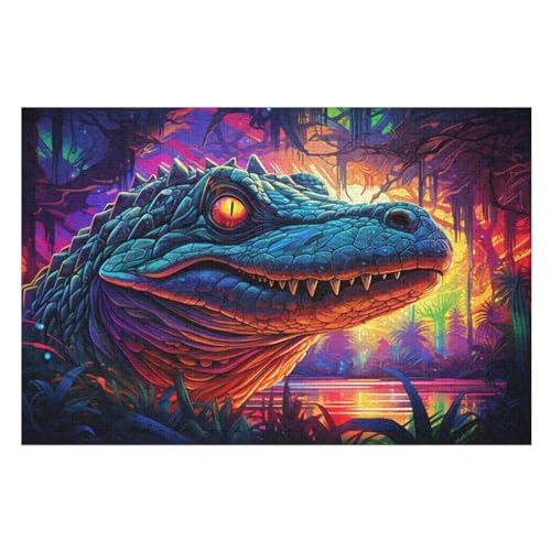 Krokodil 1000 Teile Premium-Puzzles Für Erwachsene Kinder- Holzpuzzles Spaß Und Lernspiele - Perfekte Puzzle-Geschenke （75×50cm） von LTTTT