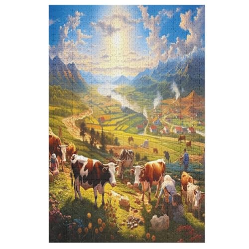 Kuh 1000 Teile Premium-Puzzles Für Erwachsene Kinder- Holzpuzzles Spaß Und Lernspiele - Perfekte Puzzle-Geschenke 78×53cm Kuh 1000 Teile Premium-Puzzles Für Erwachsene Kinder- Holzpuzzles Spaß Und Lernspiele - Perfekte Puzzle-Geschenke 78×53cm von LTTTT