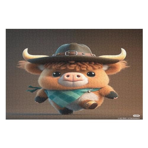 Kuh Holzpuzzle 1000 Teile,Puzzles Für Erwachsene, Impossible Puzzle, Kinder Legespiel （75×50cm） von LTTTT