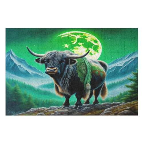Kuh Puzzle Für Erwachsene 1000 Teile Premium Recyceltes Brett Zum Lernen, Lernspielzeug, Familienspiele Kinder Holzpuzzle （75×50cm） von LTTTT