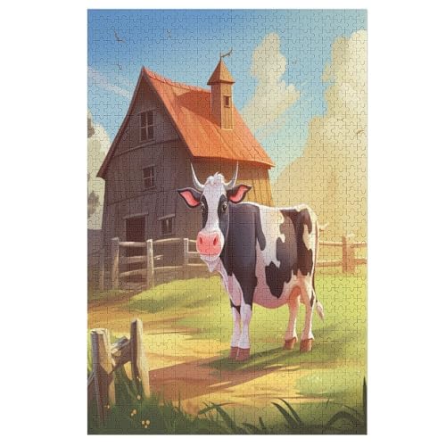 Kuh Puzzles 1000 Teile Erwachsener Kniffel Spaß Für Die Ganze Familie, Holzpuzzle Kinder Erwachsene, Impossible Puzzle Schwer 78×53cm von LTTTT