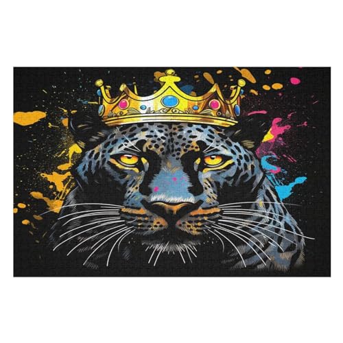 Leopard Puzzles 1000 Teile Erwachsener Kniffel Spaß Für Die Ganze Familie, Holzpuzzle Kinder Erwachsene, Impossible Puzzle Schwer （75×50cm） von LTTTT