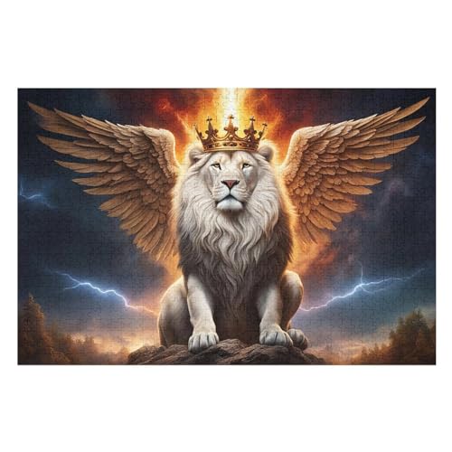 Löwe Puzzle, Puzzles Für Erwachsene Kinder, 1000 Teile Holzpuzzle, Für Jugendliche Herausforderungsspielzeug （75×50cm） von LTTTT