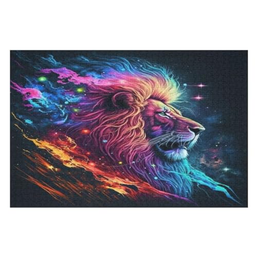 Löwe Puzzles 1000 Teile Erwachsener Kniffel Spaß Für Die Ganze Familie, Holzpuzzle Kinder Erwachsene, Impossible Puzzle Schwer （75×50cm） von LTTTT