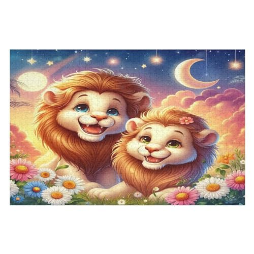 Löwe-Puzzlespiel Aus Holz, 1000 Puzzleteile, Puzzle Für Teenager Und Erwachsene, Kreatives Spielzeug, Puzzles, （75×50cm） von LTTTT