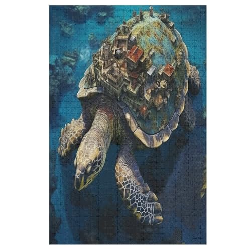 Meeresschildkröten Holzpuzzle 1000 Teile Klassische Puzzles Erwachsene Kinder Puzzle DIY Kit Holzspielzeug Einzigartiges Geschenk 78×53cm von LTTTT