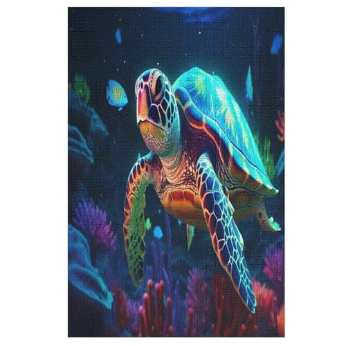 Meeresschildkröten Puzzle 1000 Teile, Holzpuzzle Herausforderndes Geschicklichkeitsspiel Für Die Ganze Familie, Kinder Erwachsenenpuzzle Ab 12 Jahren 78×53cm von LTTTT